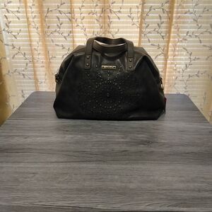 Nikky by Nicole Lee Large Studded Soledad Boston Bag Brown Eco-Vegan Leather NWT